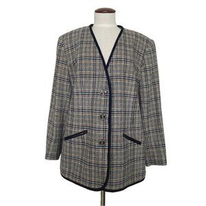 Vintage Canadian Wool Blend Blazer Jacket Plaid Sz 38